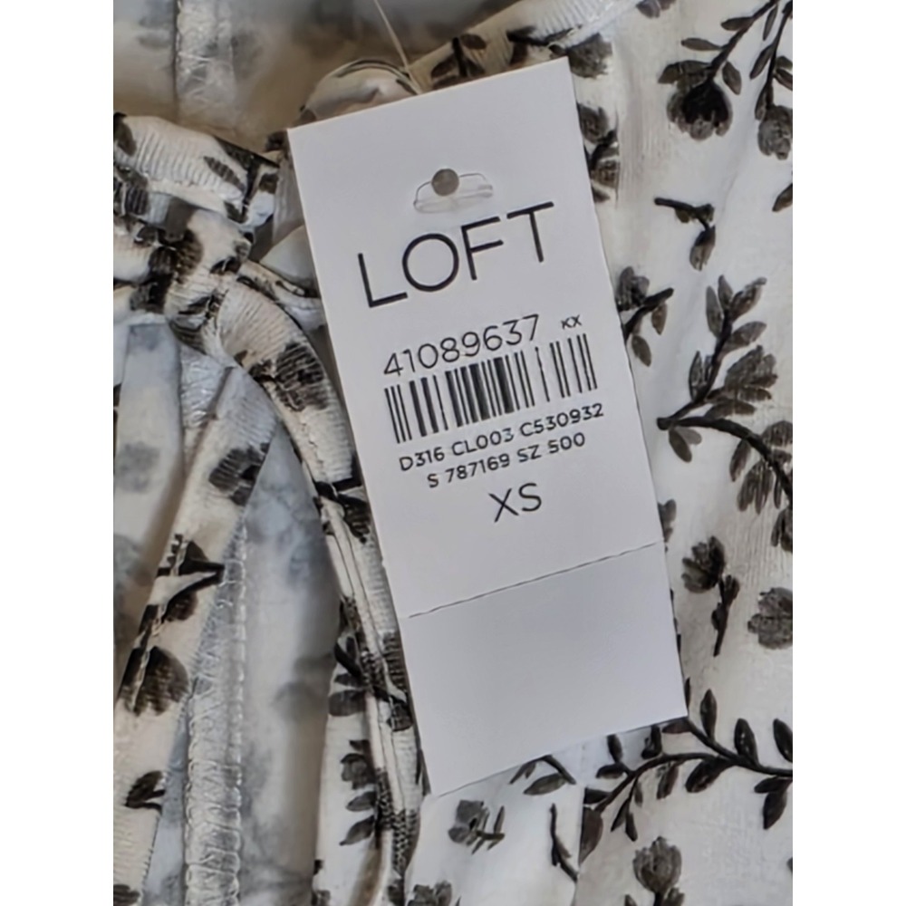 LOFT Floral Pintucked Bow Mini Pocket Dress SZ: XSM NWT - Picture 5 of 7